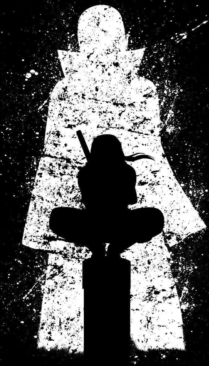Itachi, silhouette, kneeling figure, SD Phone Wallpaper
