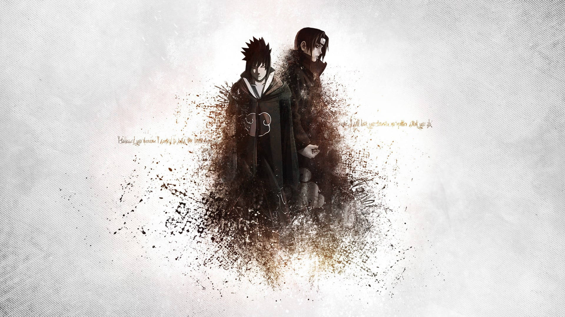 Itachi Cool, anime characters, textured white background, Full HD Desktop Wallpaper