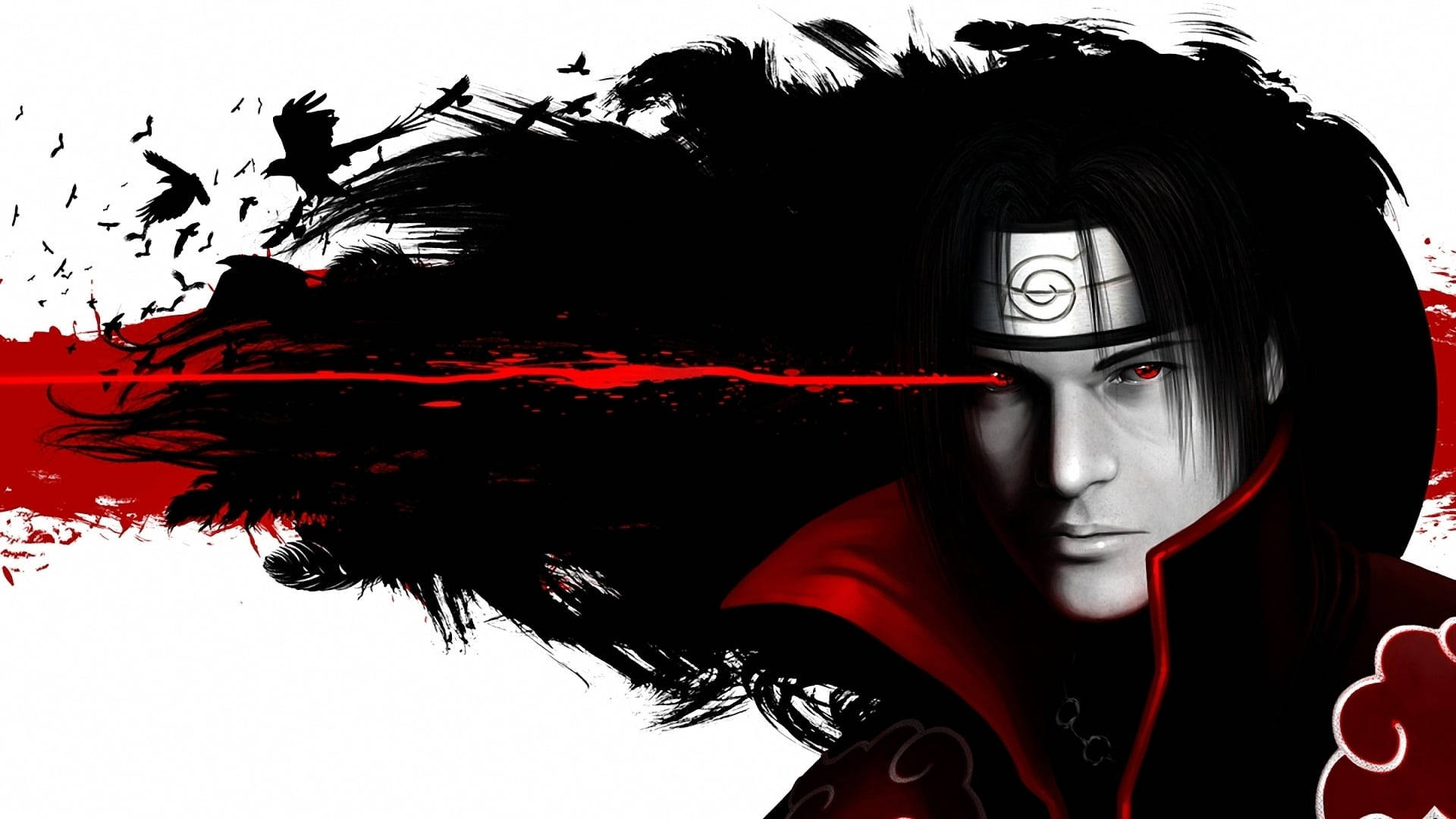 Itachi Cool, red eyes, black hair, Full HD Desktop Wallpaper