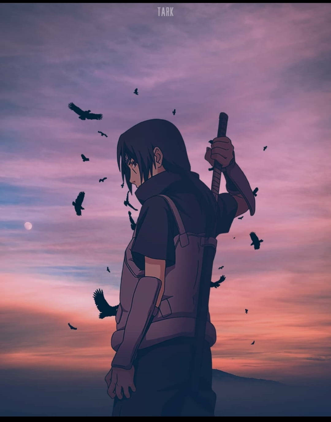 Itachi Cool, black birds, anime warrior, HD Phone Wallpaper