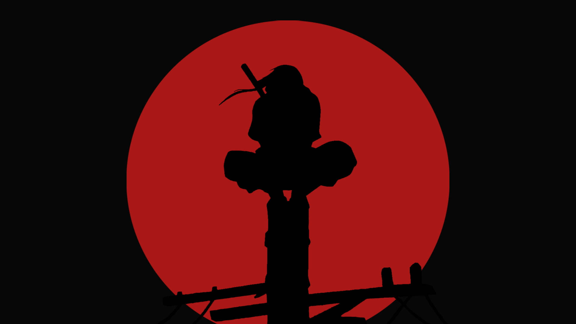Itachi Cool, red sun, samurai warrior, Full HD Desktop Wallpaper