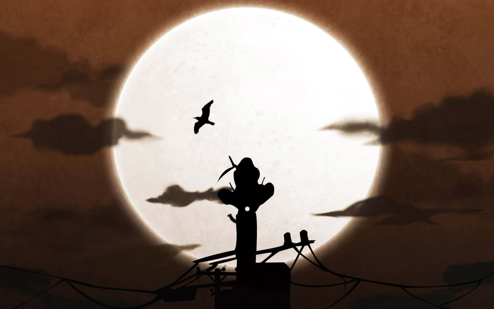 Itachi Cool, glowing moon, dark clouds, HD Desktop Wallpaper