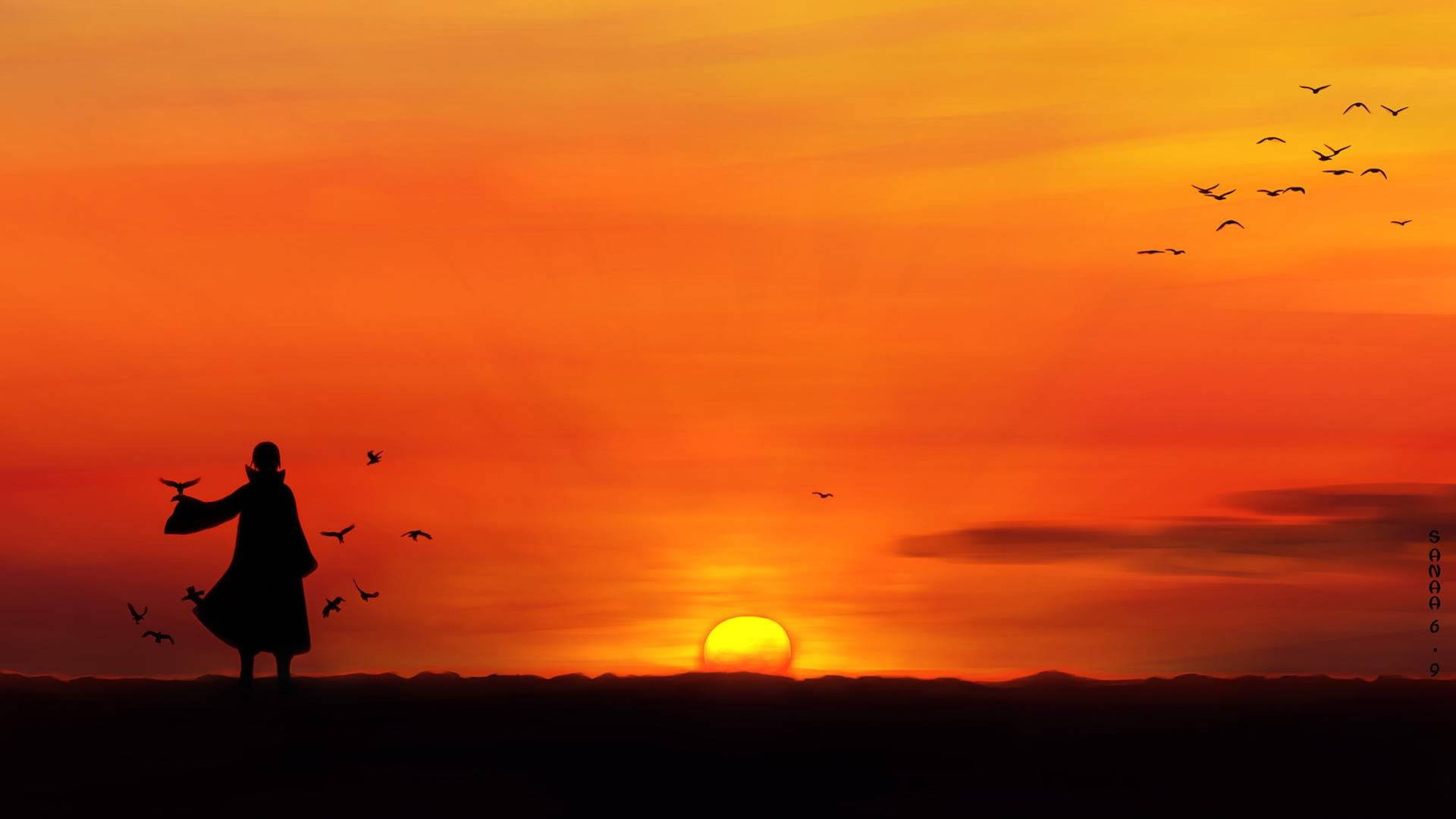Itachi Cool, sunset, fiery sunset, Full HD Desktop Wallpaper