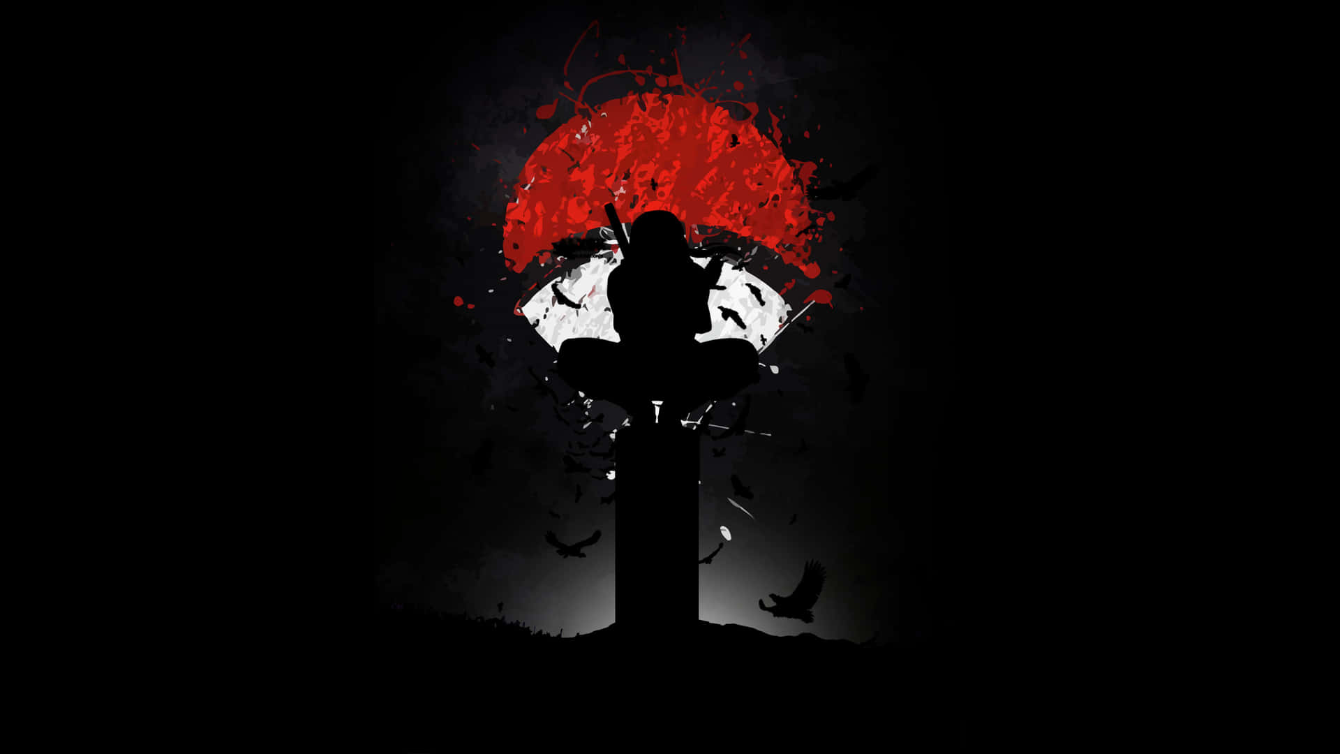 Itachi, red moon, pillar, Full HD Desktop Wallpaper