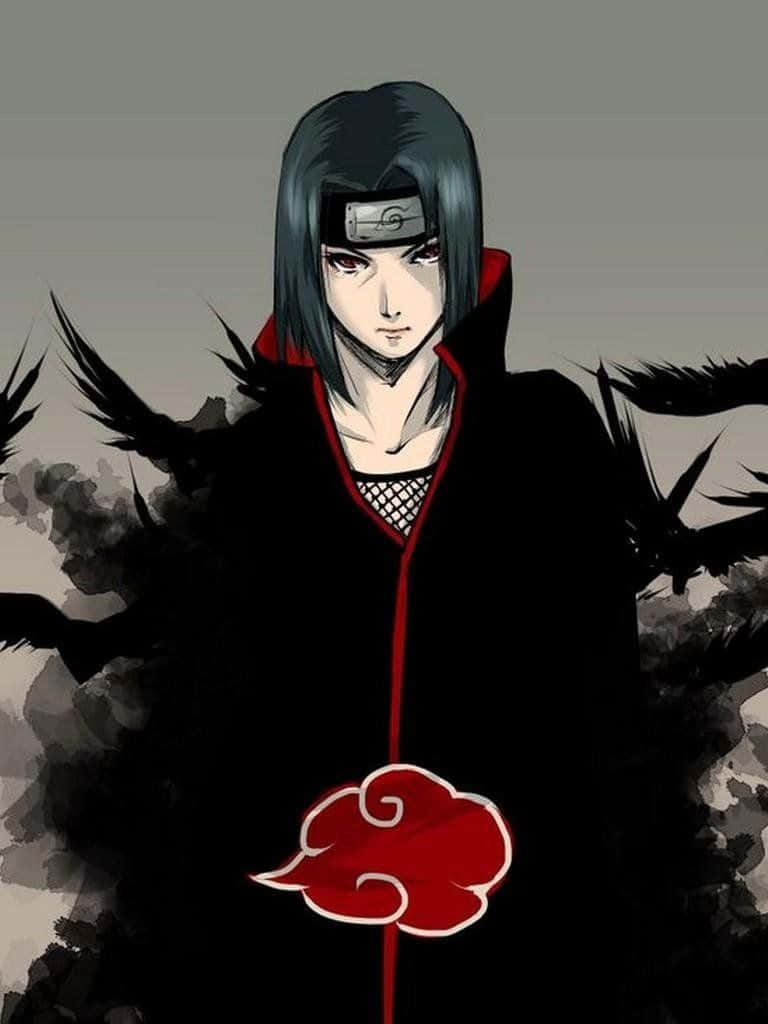 Itachi Live, dark smoke, red cloud emblem, SD Phone Wallpaper