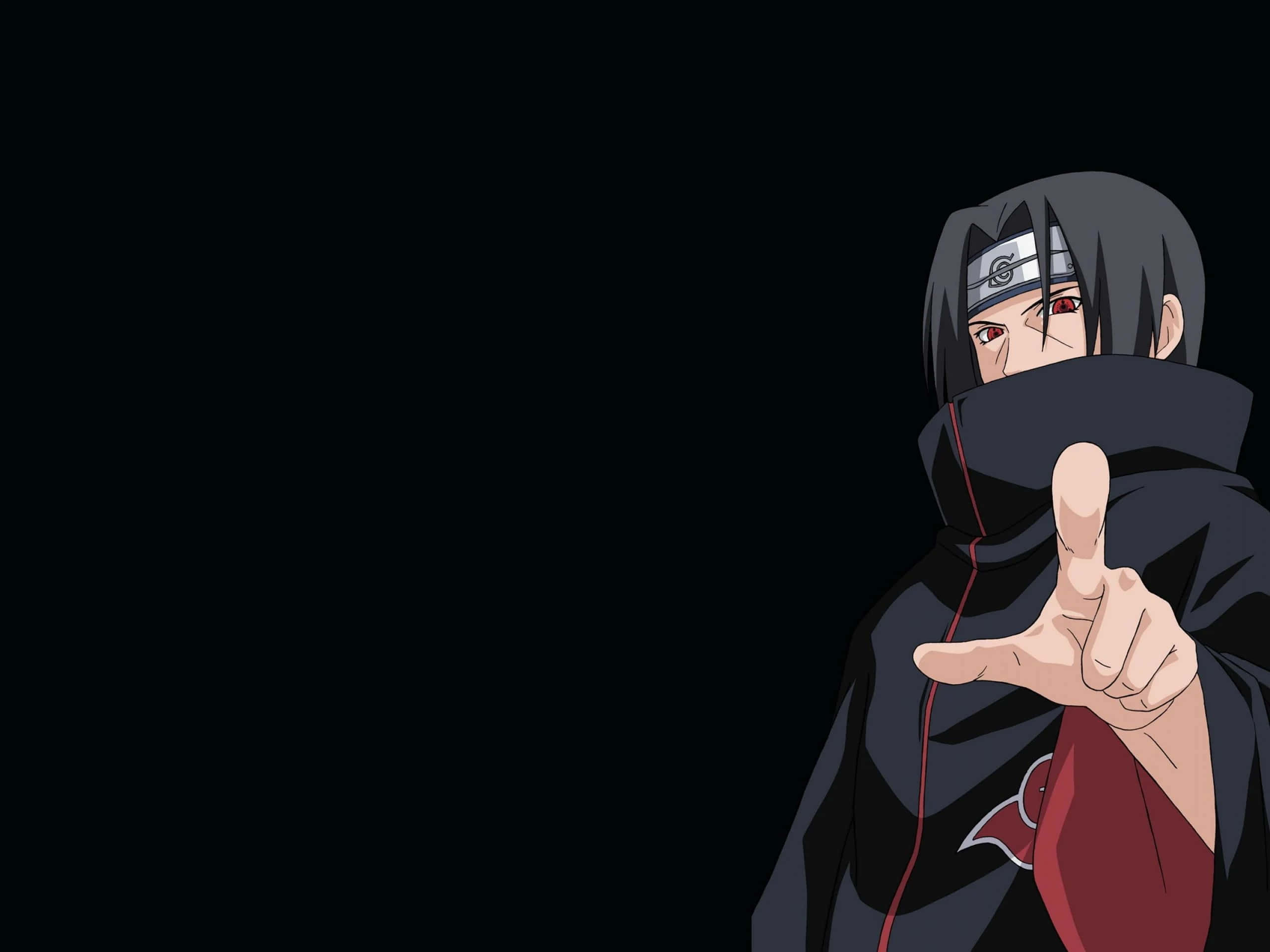 Itachi Live, black cloak, red eyes, 2K Desktop Wallpaper