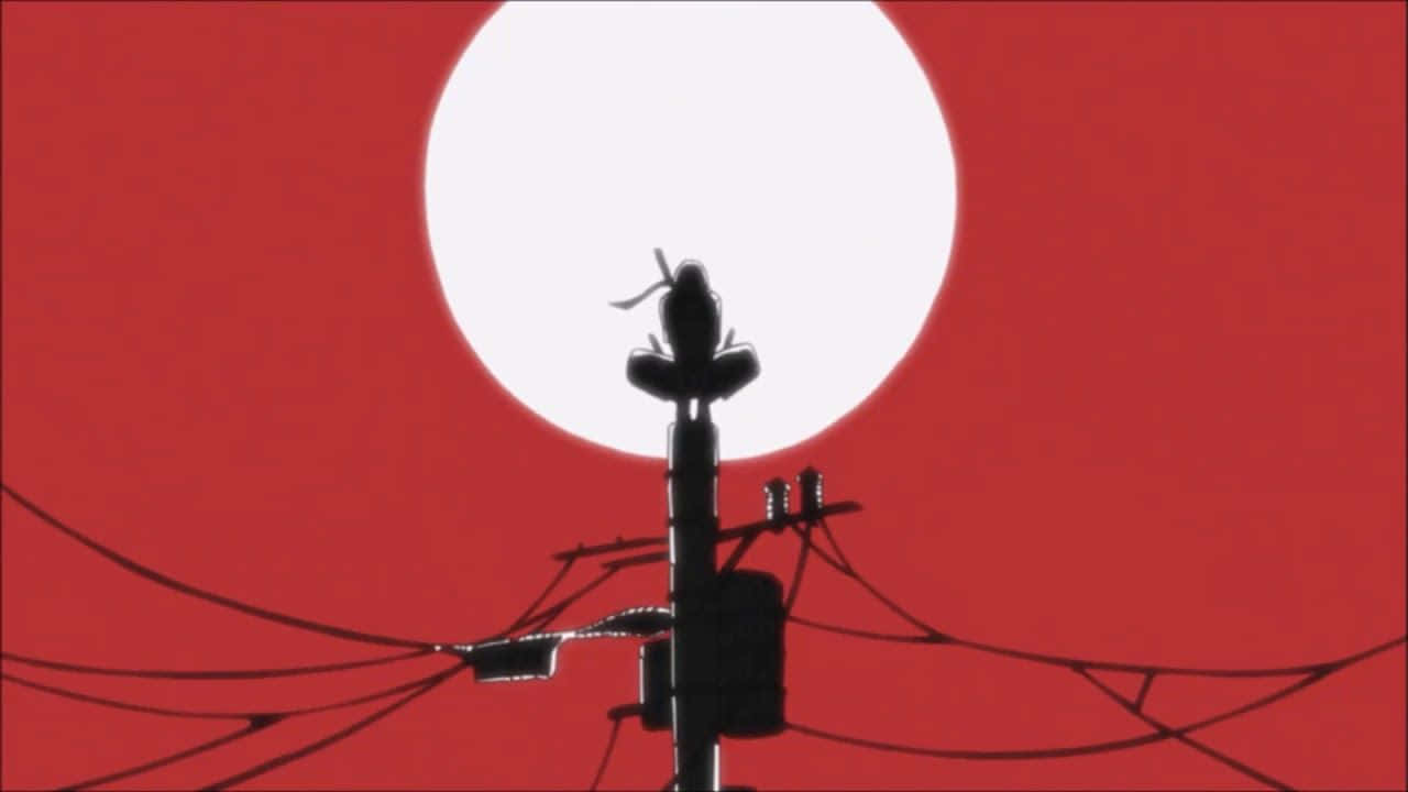 Itachi Live, white round shape, vivid red sky, HD Desktop Wallpaper