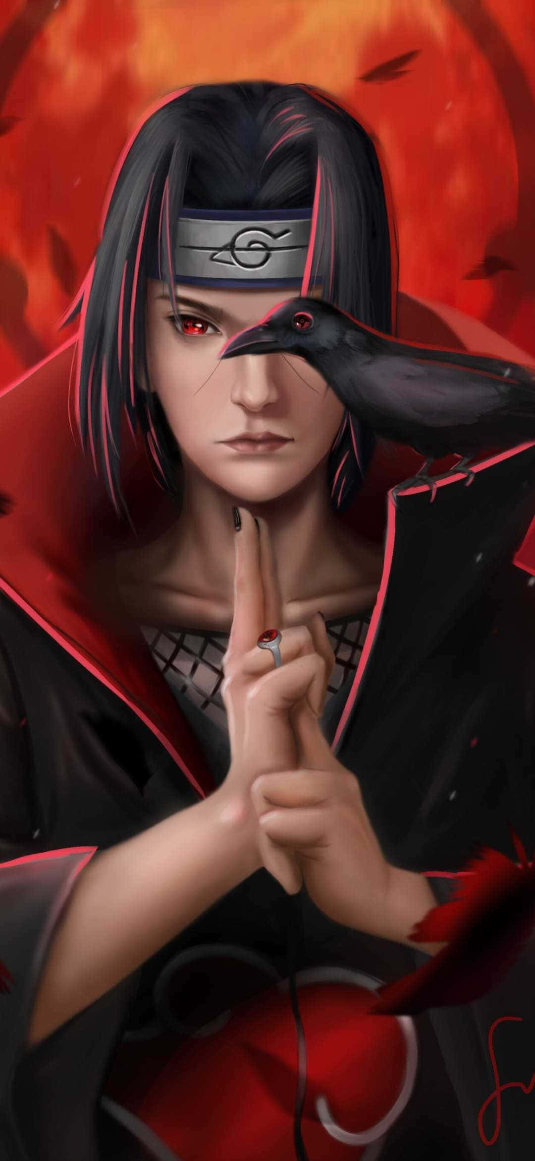 Itachi, Mangekyou Sharingan, red eyes, Full HD Phone Wallpaper