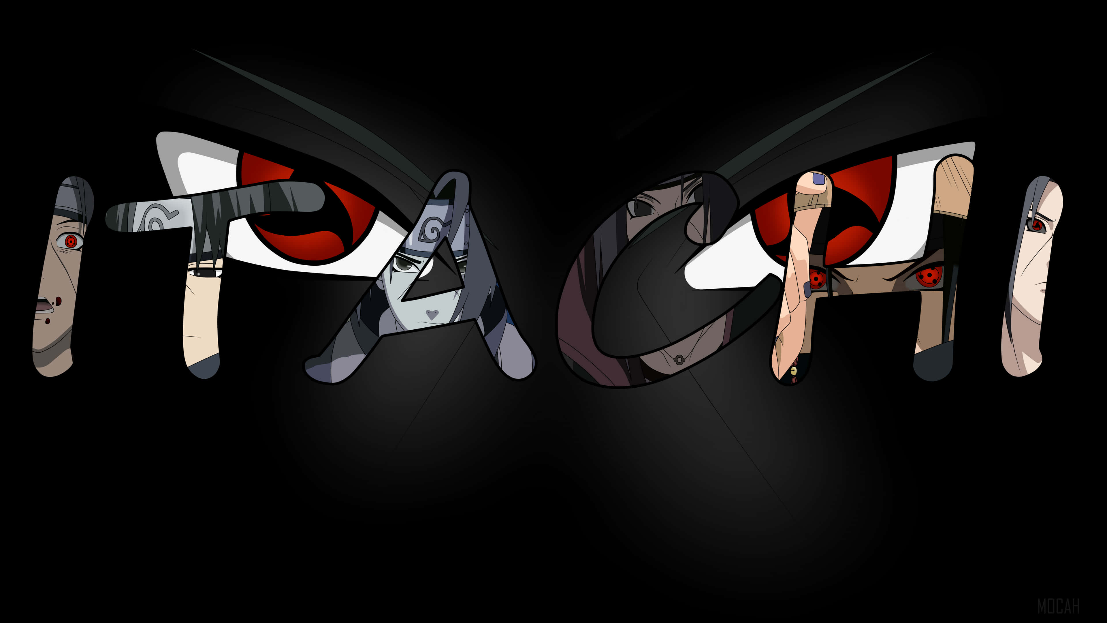 Itachi, Mangekyou Sharingan, red tomoe, 4K Desktop Wallpaper