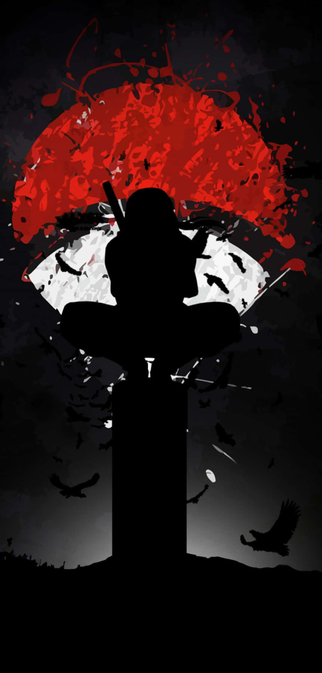 Itachi Mangekyou Sharingan, Mangekyou Sharingan, blood-red sun, Full HD Phone Wallpaper