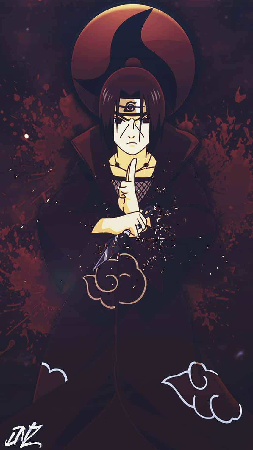 Itachi Mangekyou Sharingan, red eyes, black cloak, HD Phone Wallpaper