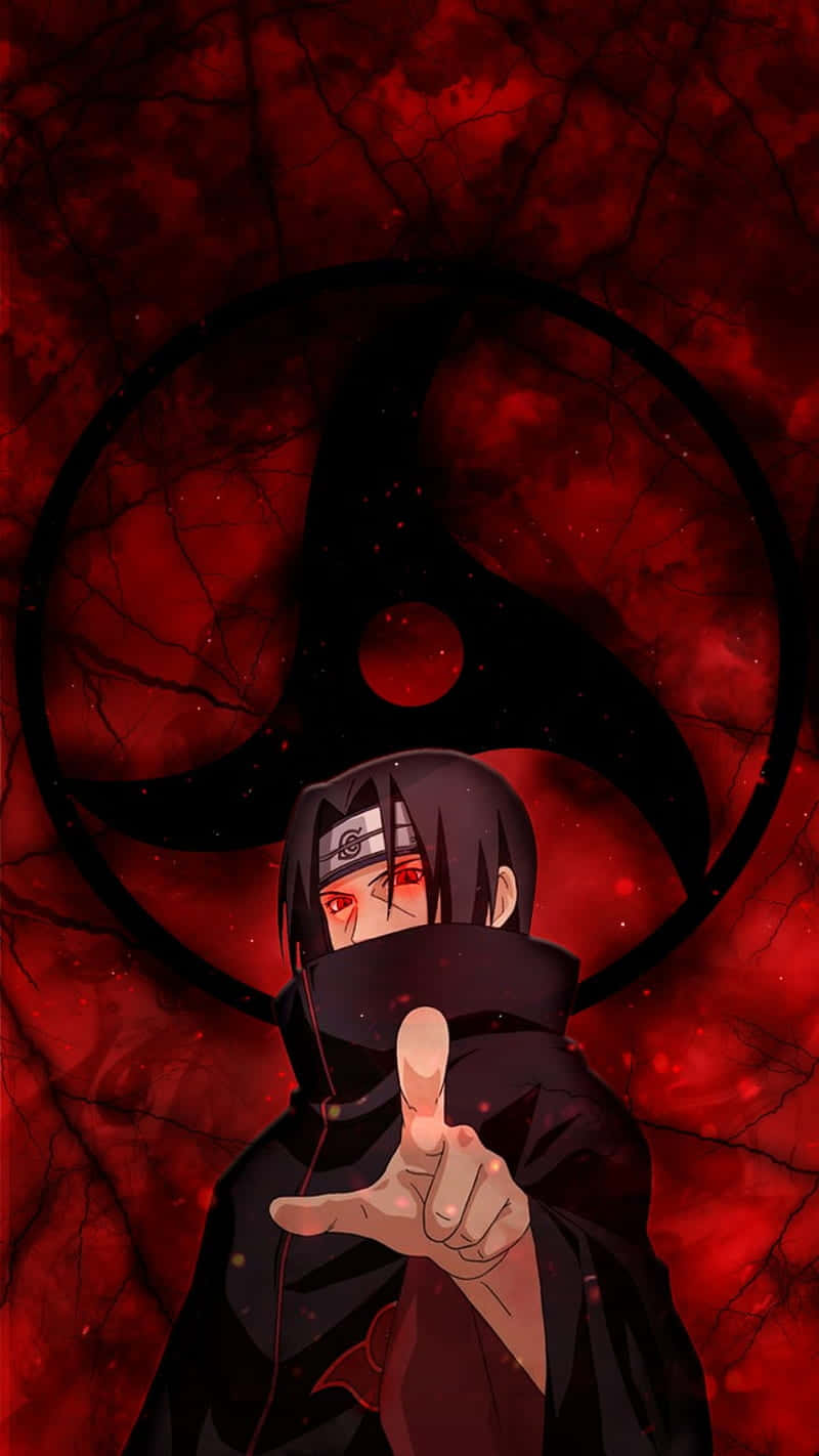 Itachi Mangekyou Sharingan, red eyes, black cloak, HD Phone Wallpaper