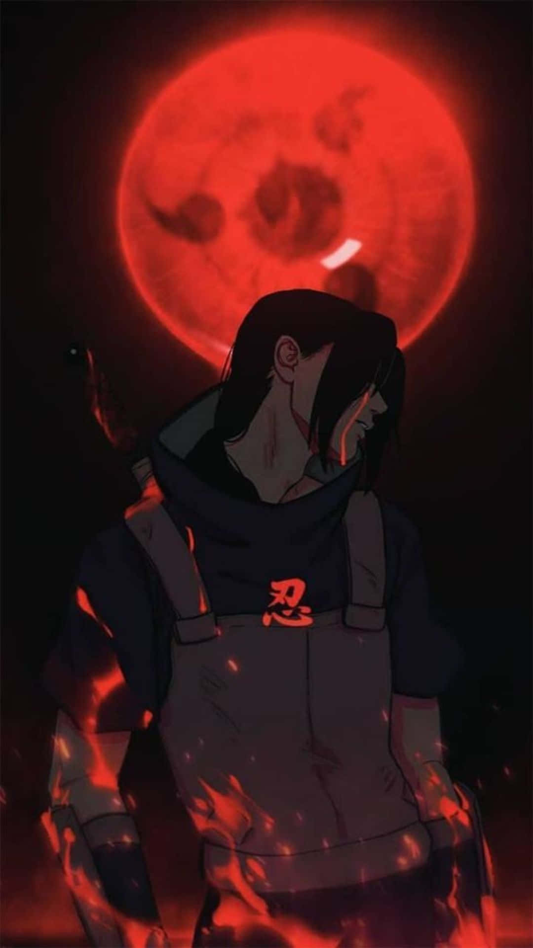 Itachi, Mangekyou Sharingan, red moon, Full HD Phone Wallpaper