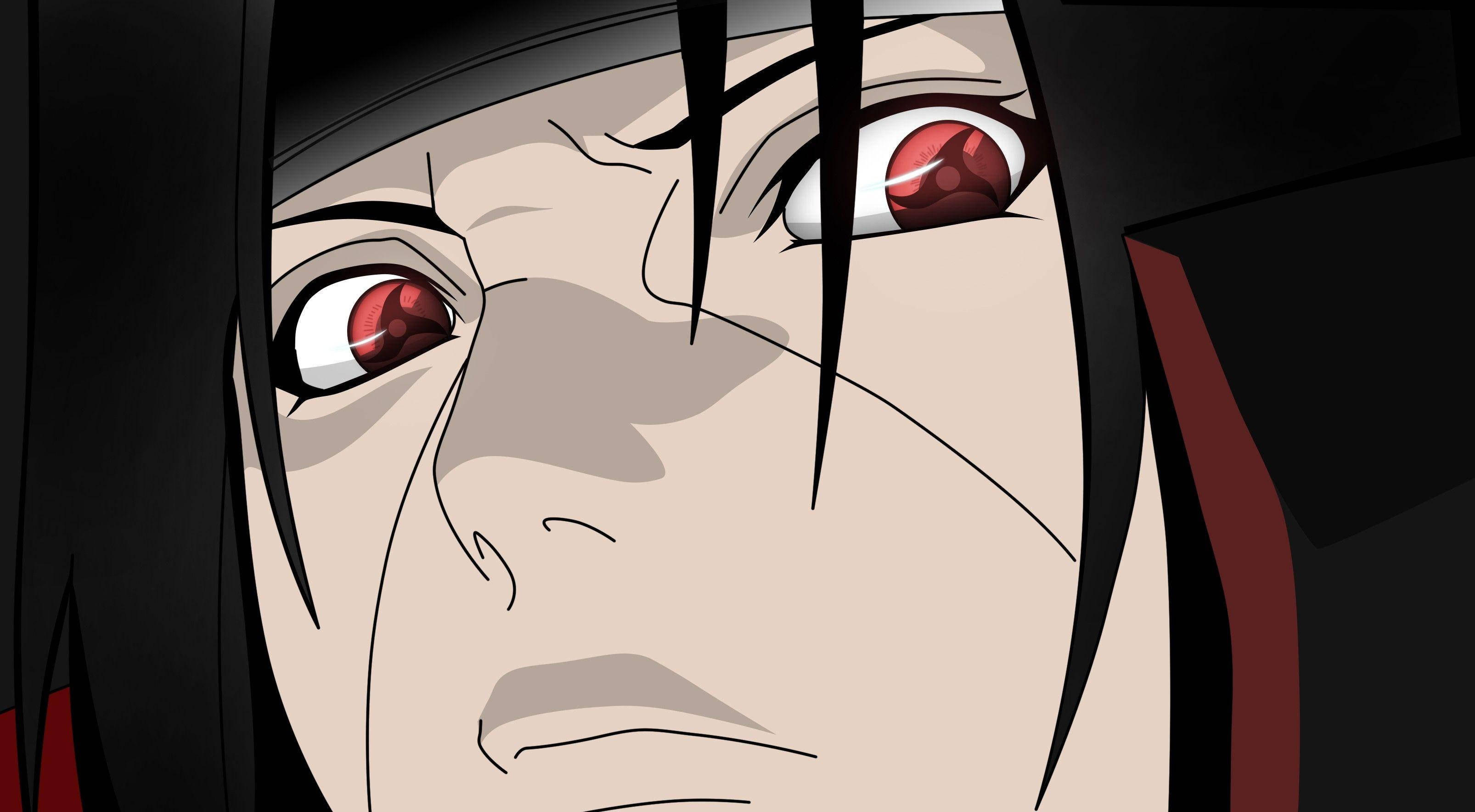 Itachi, Sharingan, red eyes, 2K Desktop Wallpaper