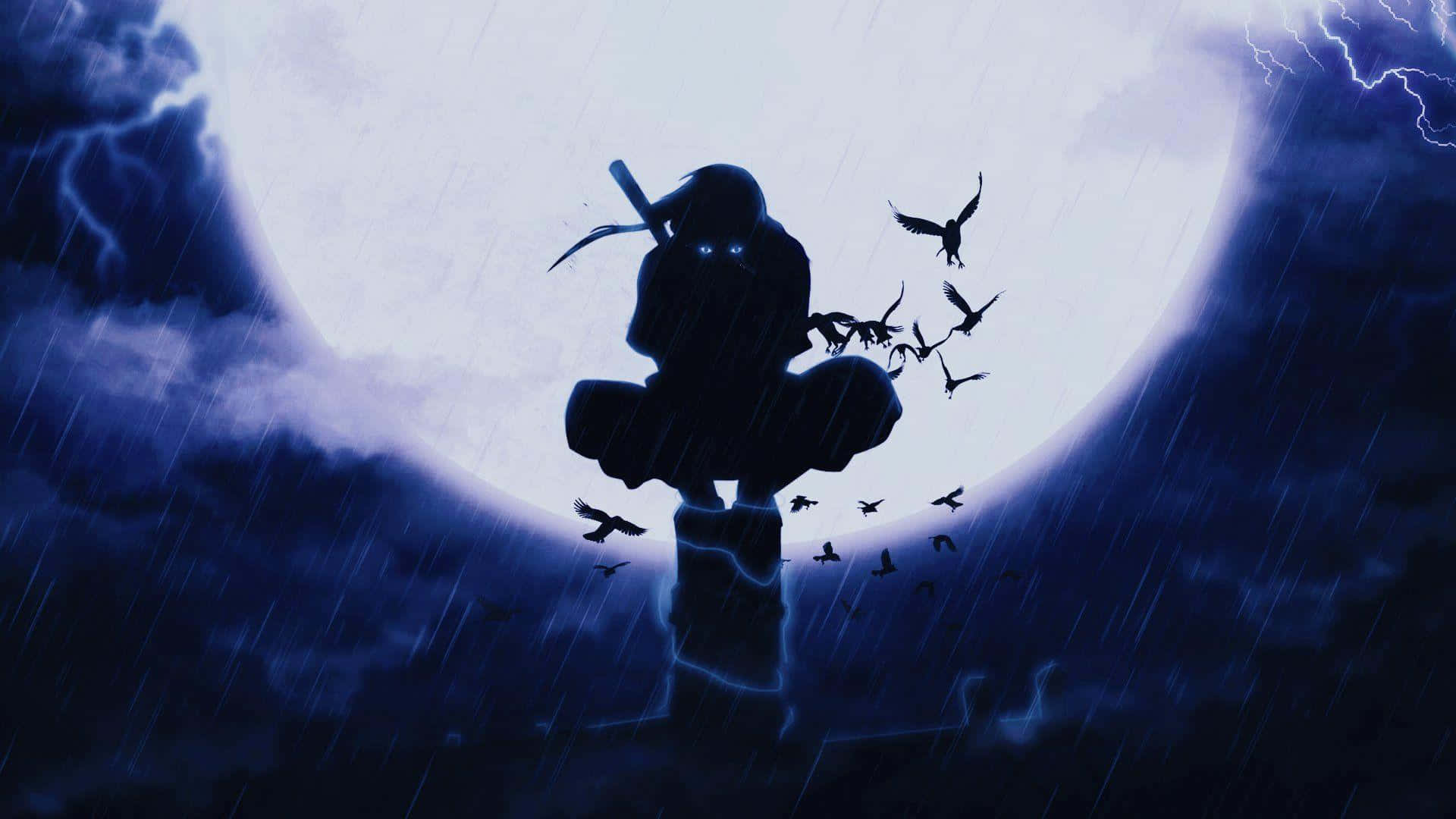 ninja, silhouette, full moon, Full HD Desktop Wallpaper