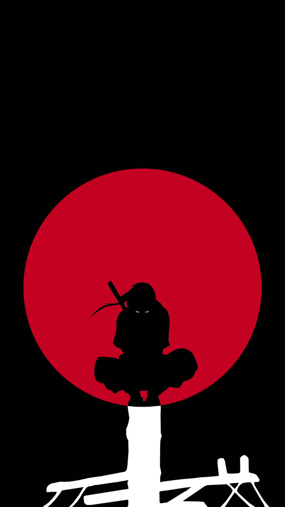Itachi, silhouette, red moon, Full HD Phone Wallpaper