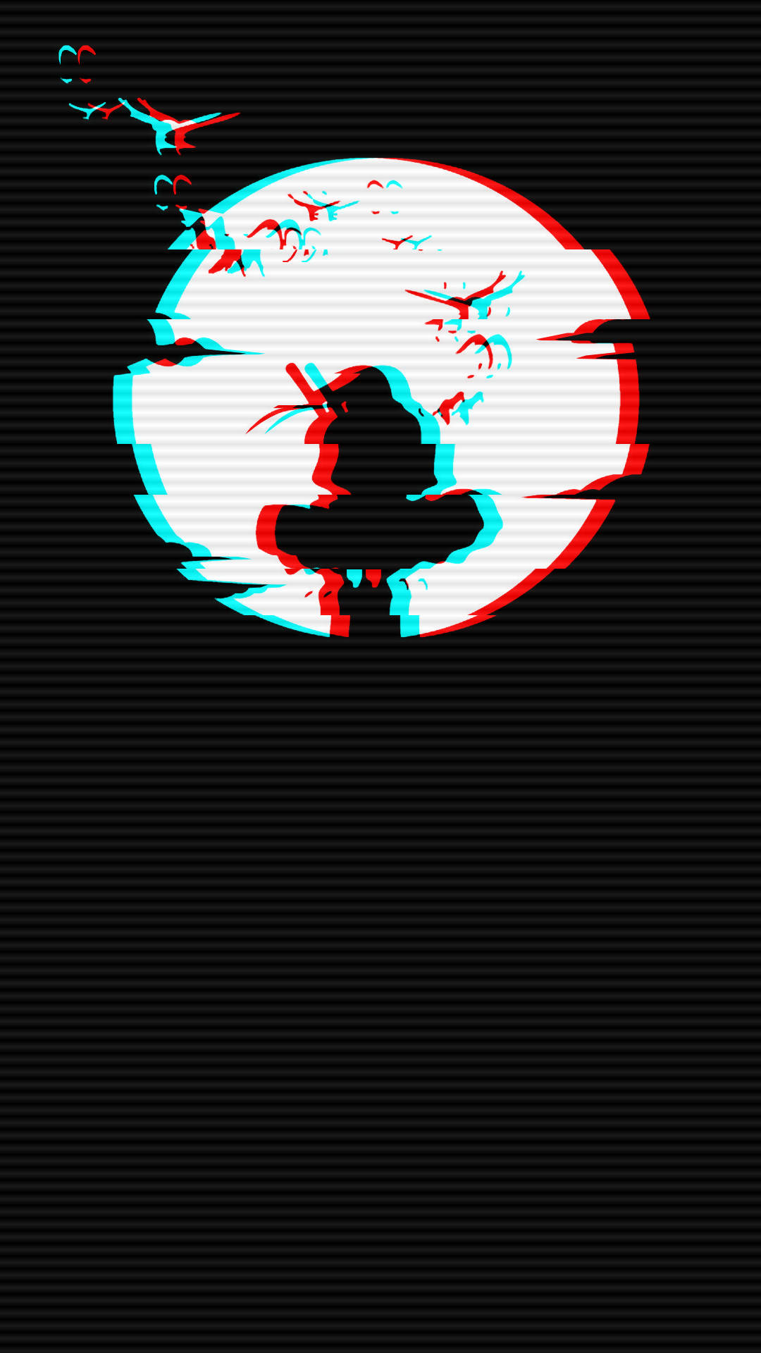Itachi, Full Moon, glitchy silhouette, Full HD Phone Wallpaper