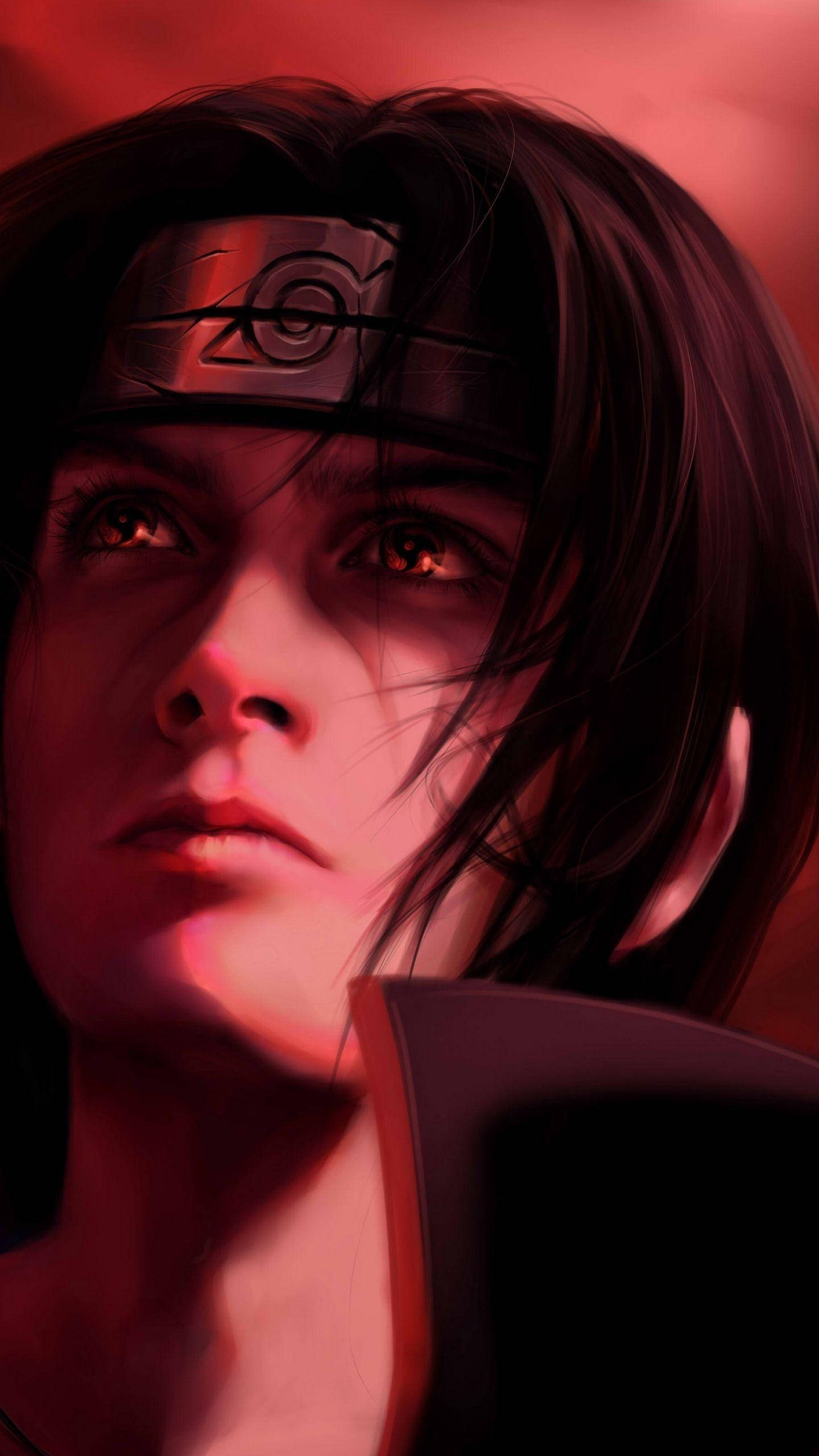 Itachi Sharingan, anime portrait, young man, 2K Phone Wallpaper