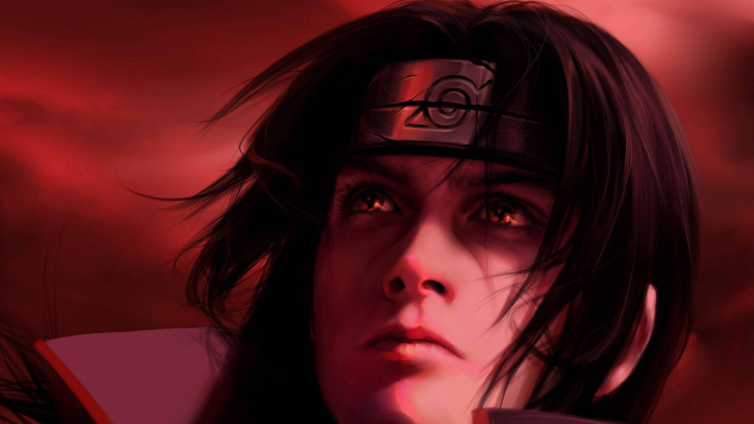 Itachi Sharingan, young man, dark hair, 2K Desktop Wallpaper