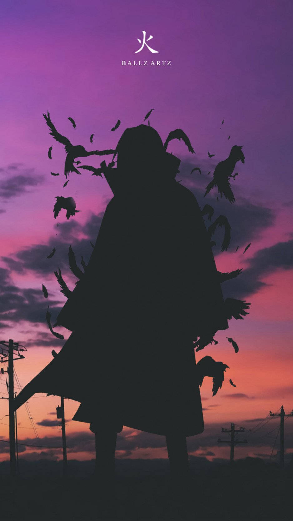 Itachi, purple silhouette, cloaked figure, HD Phone Wallpaper