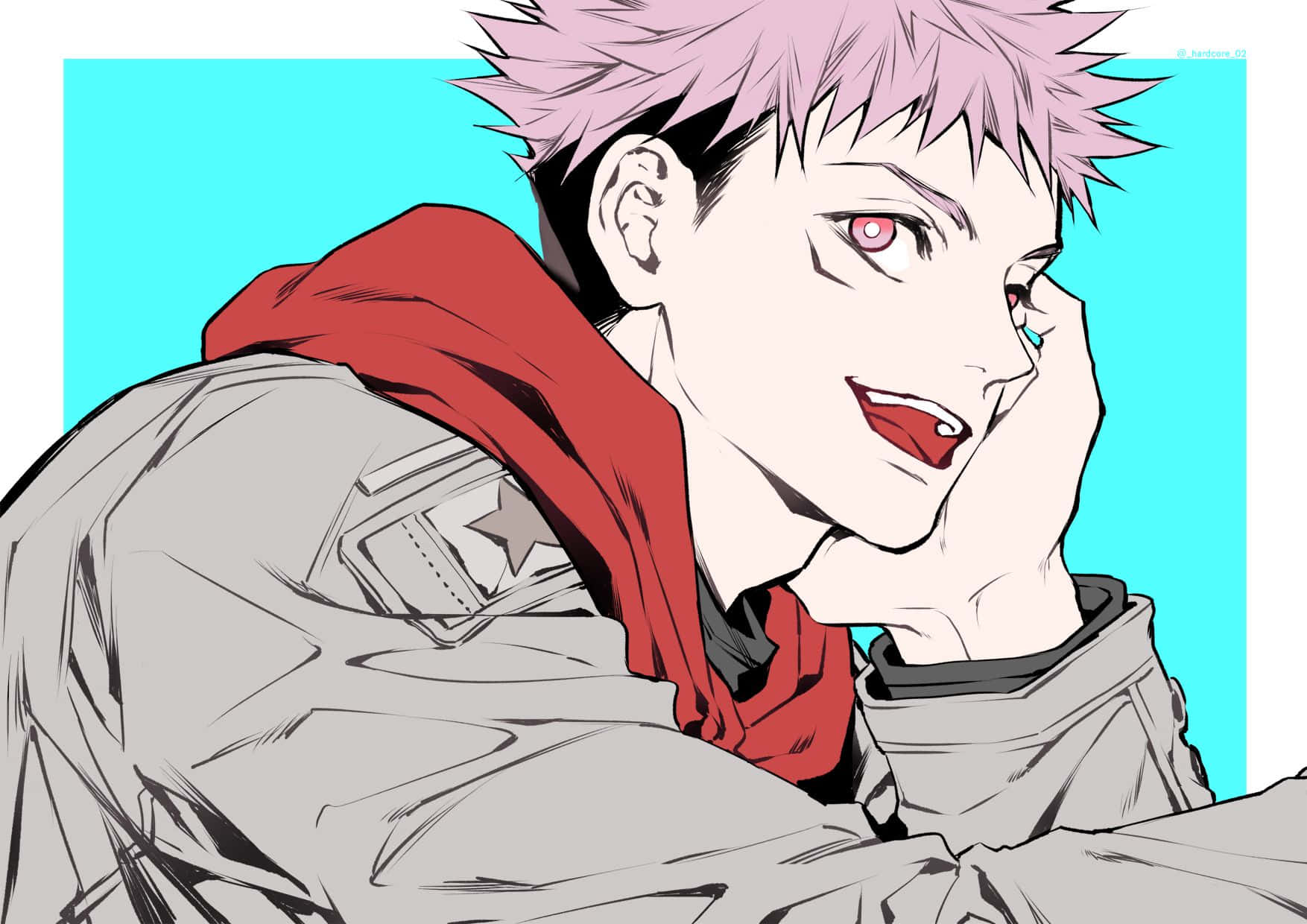 Itadori Yuji, spiky pink hair, red eyes, HD Desktop Wallpaper