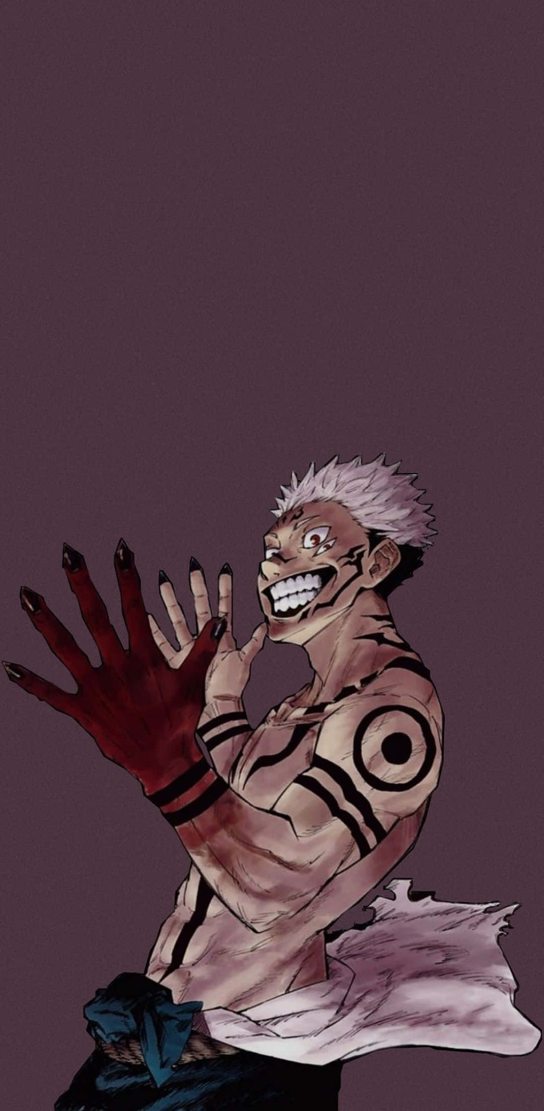 Itadori Yuji, spiky white hair, bloodied claws, Full HD Phone Wallpaper