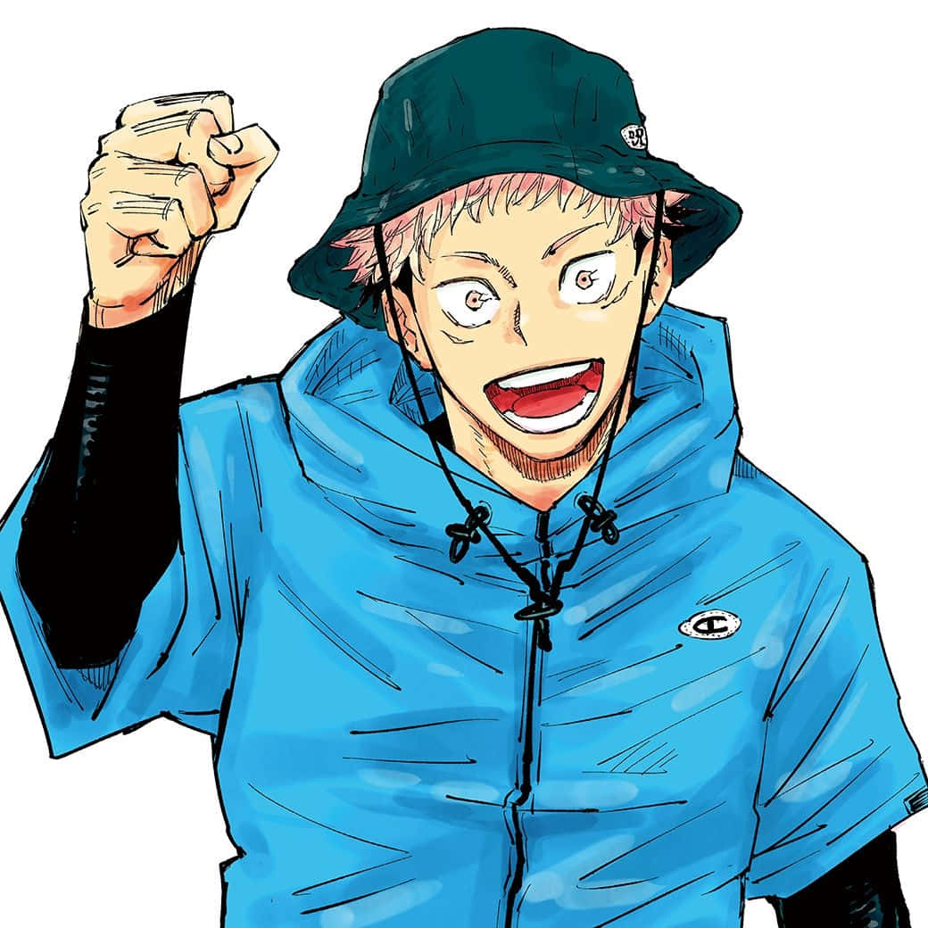 Itadori Yuji, pink hair, blue hoodie, SD Desktop Wallpaper