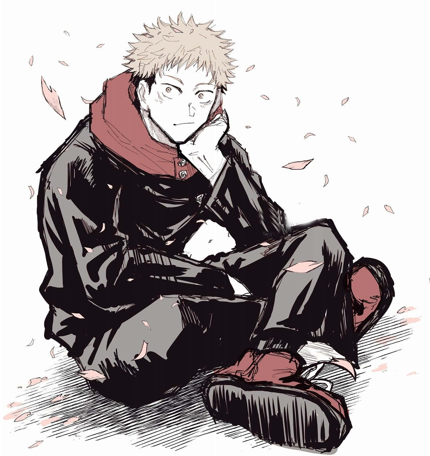 Itadori Yuji, spiky-haired anime boy, black jacket, HD Phone Wallpaper