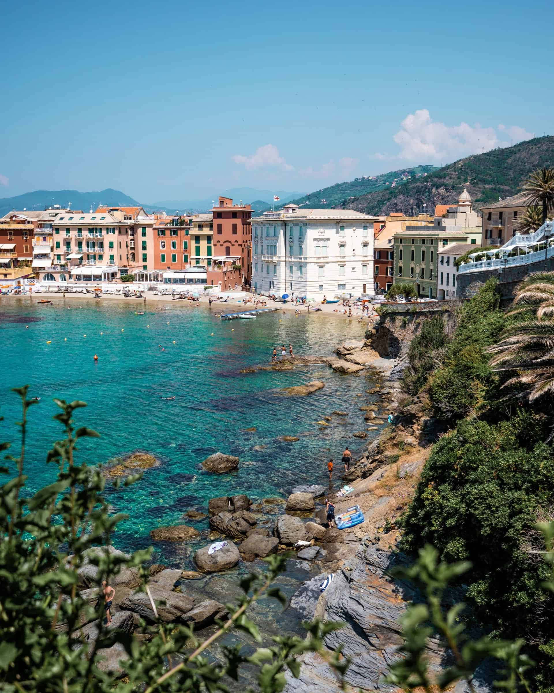 Italian Beach, pastel buildings, turquoise waters, Full HD Phone Wallpaper