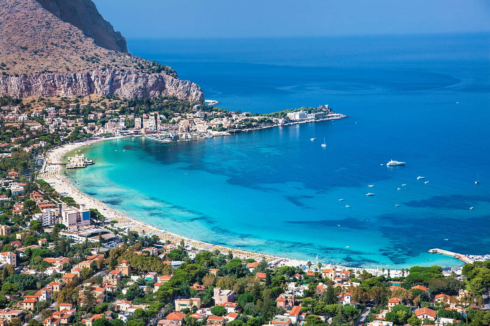 Italian beach, sunset, turquoise bay, HD Desktop Wallpaper