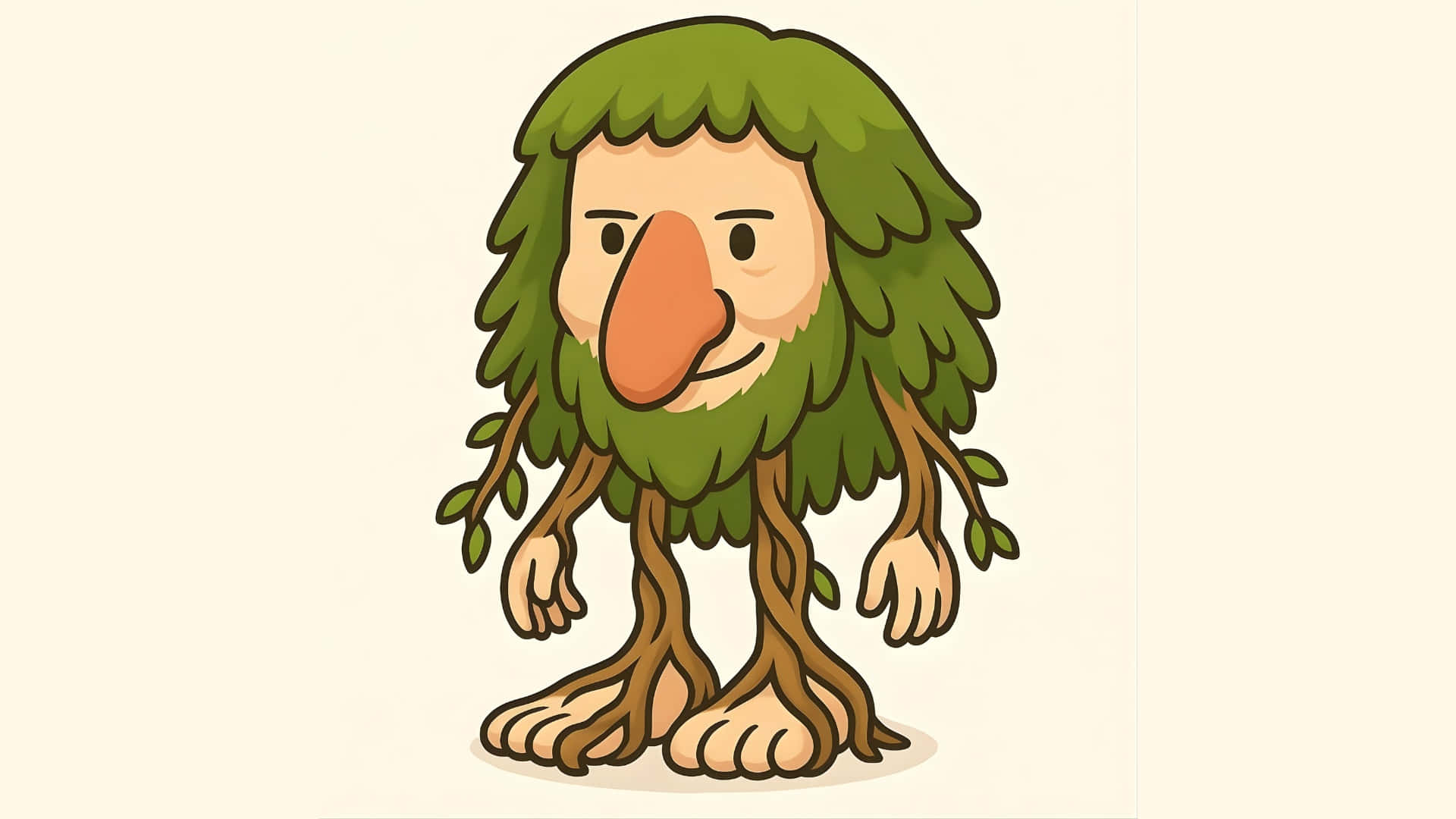Italian Brainrot, cartoon tree person, green leafy hair beard, Full HD Desktop Wallpaper