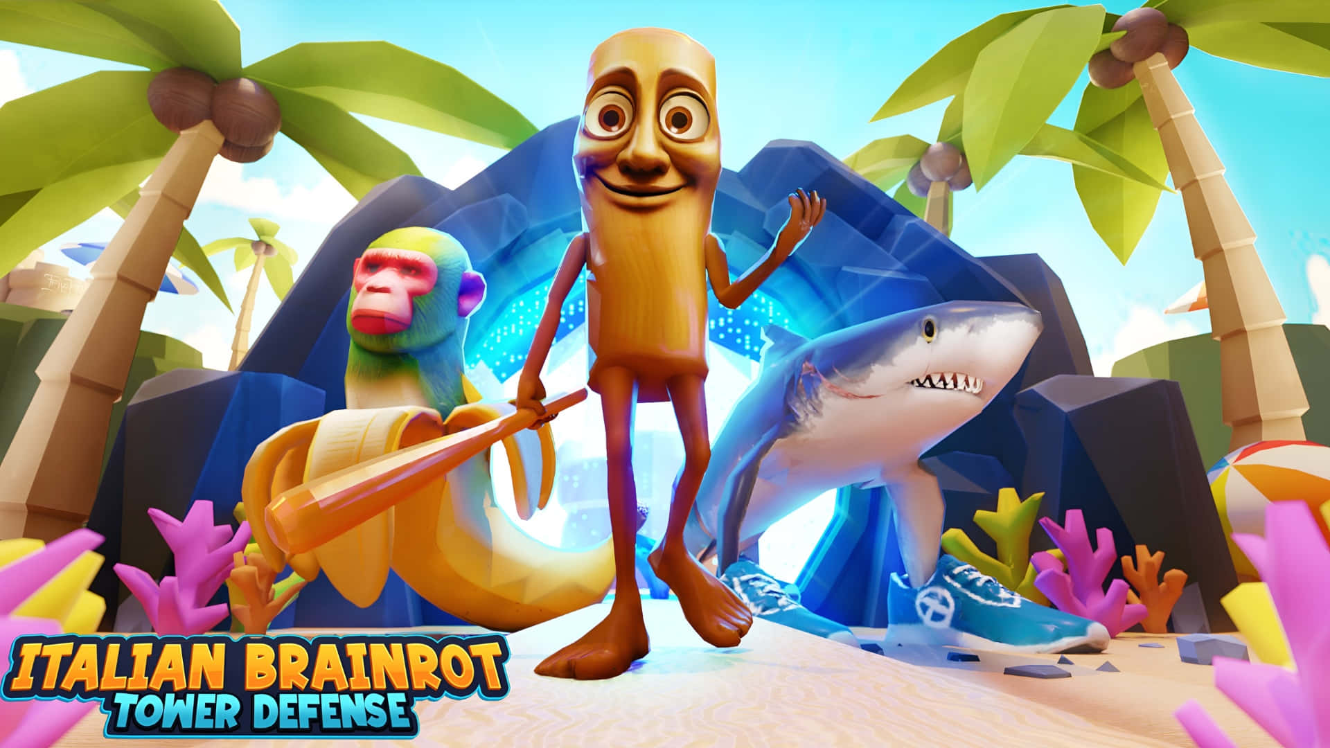 Italian Brainrot, banana character, monkey, Full HD Desktop Wallpaper