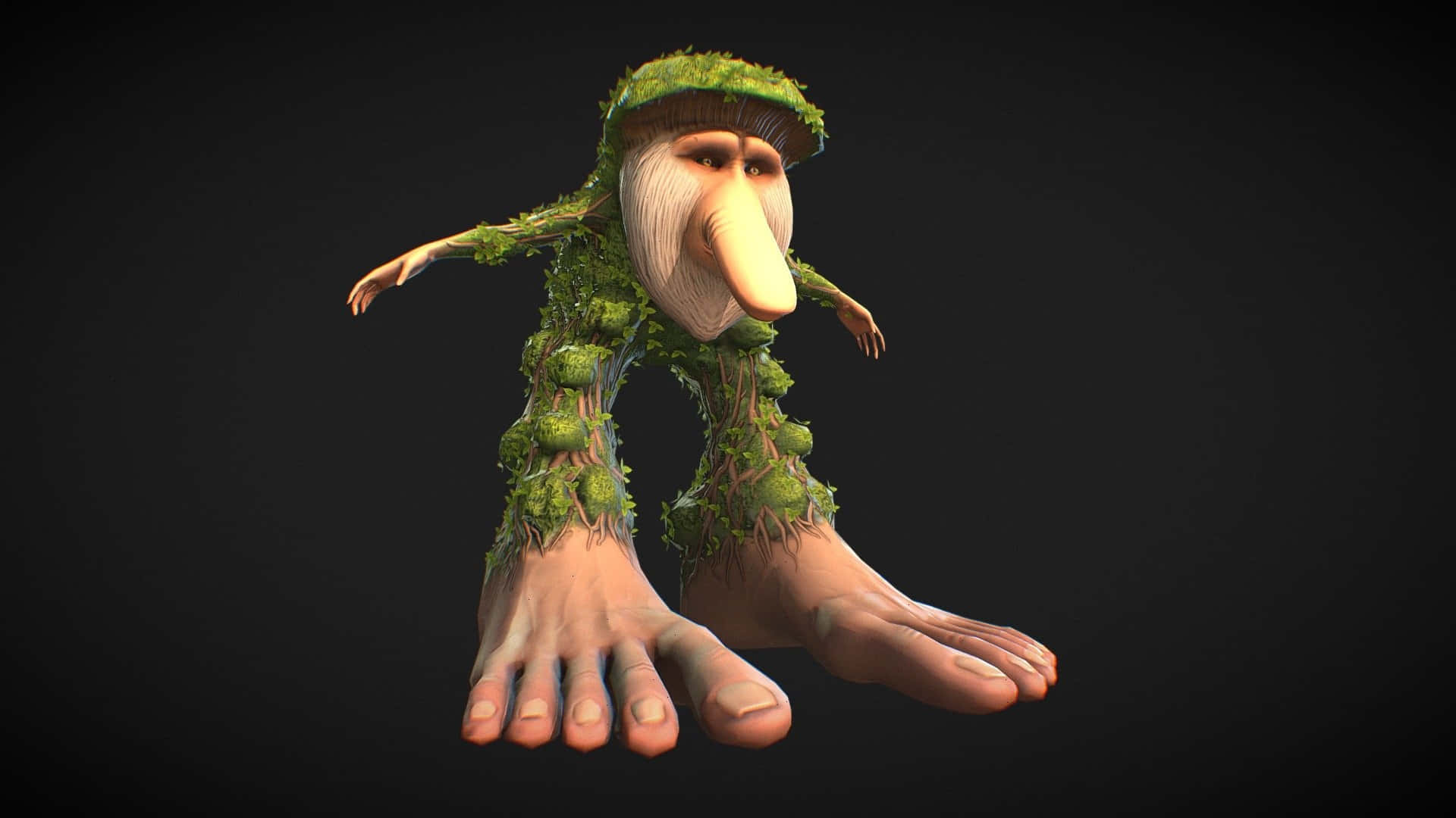 Italian Brainrot, forest spirit, mossy green foliage, Full HD Desktop Wallpaper