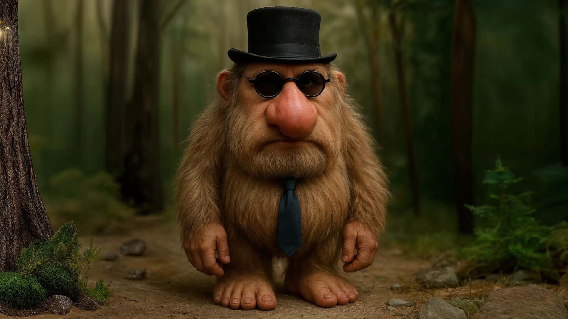 Italian Brainrot, furry humanoid creature, top hat, Full HD Desktop Wallpaper