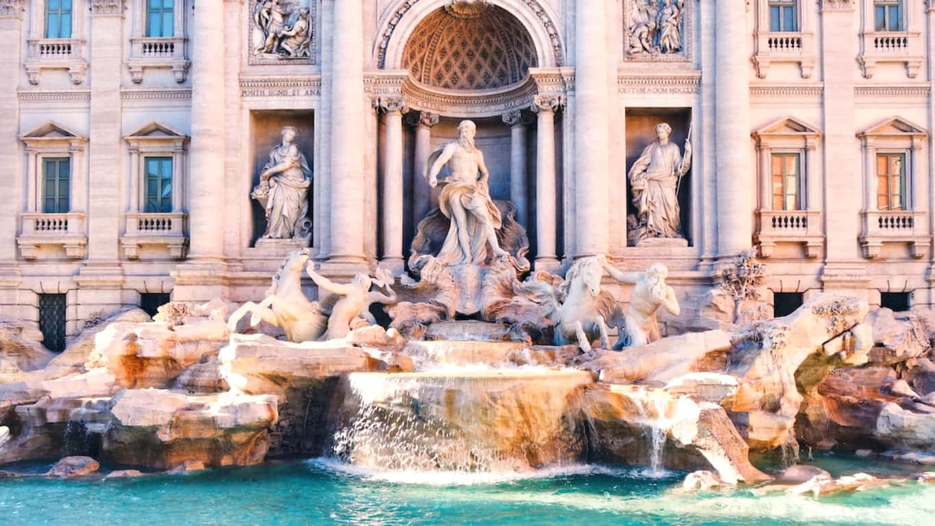 baroque fountain, marble statues, cascading water, HD Desktop Wallpaper
