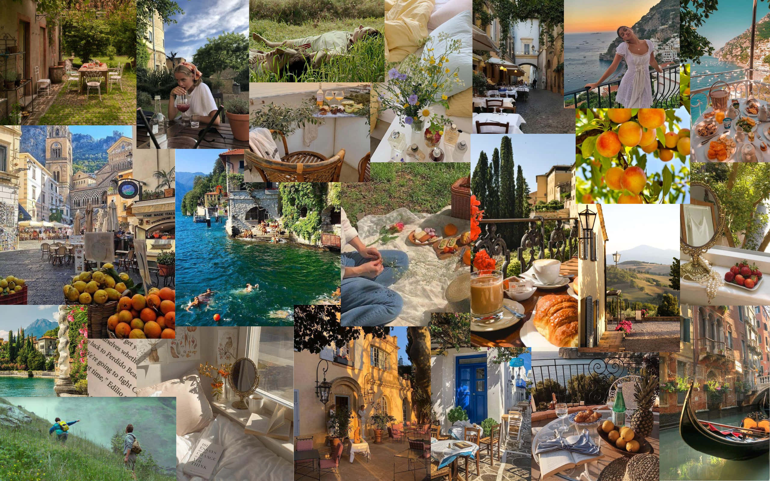 Italy Aesthetic, Italian coastal life, sunlit streets, 2K Desktop Wallpaper
