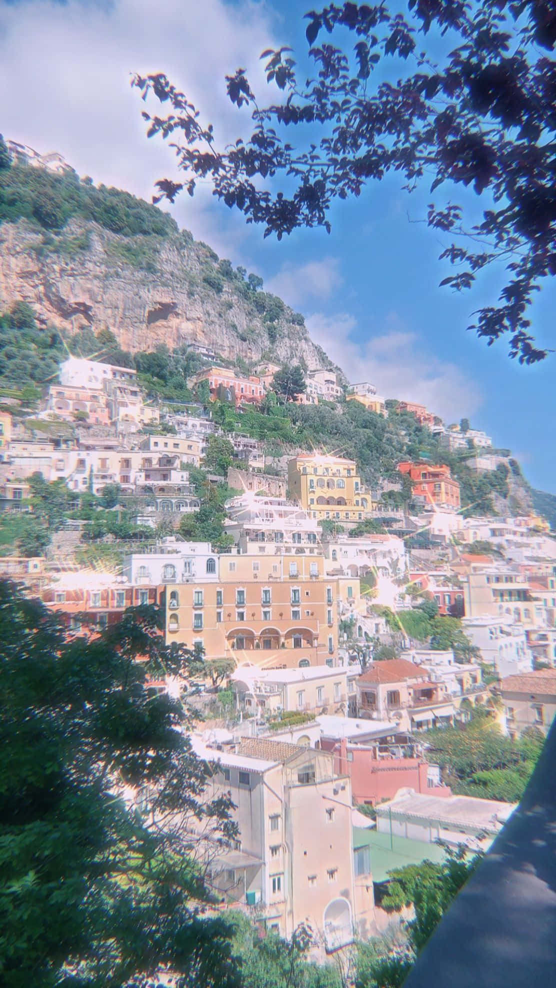 Italy Aesthetic, cliffside village, pastel buildings, Full HD Phone Wallpaper