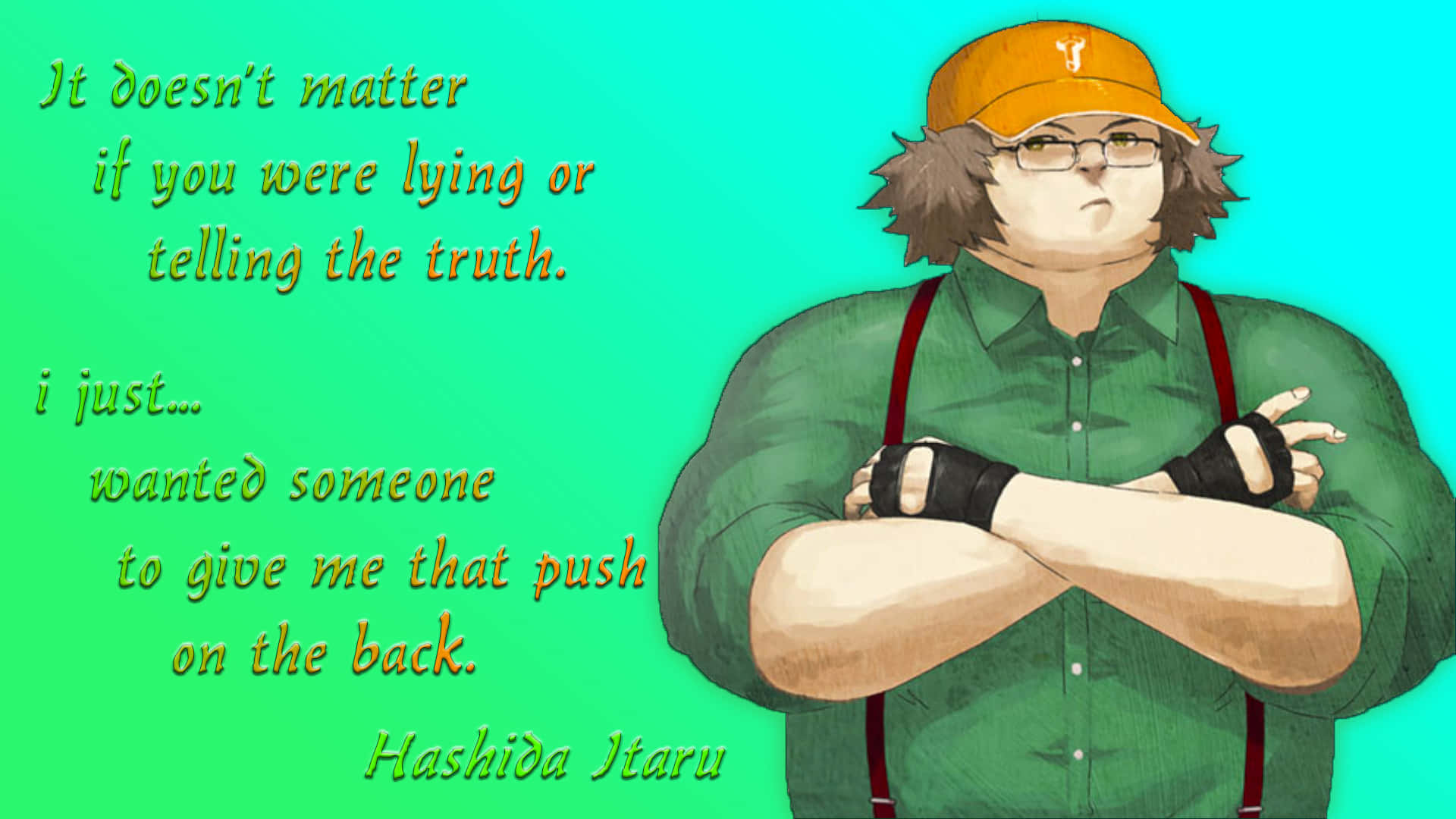 Itaru Hashida, orange cap, glasses, Full HD Desktop Wallpaper