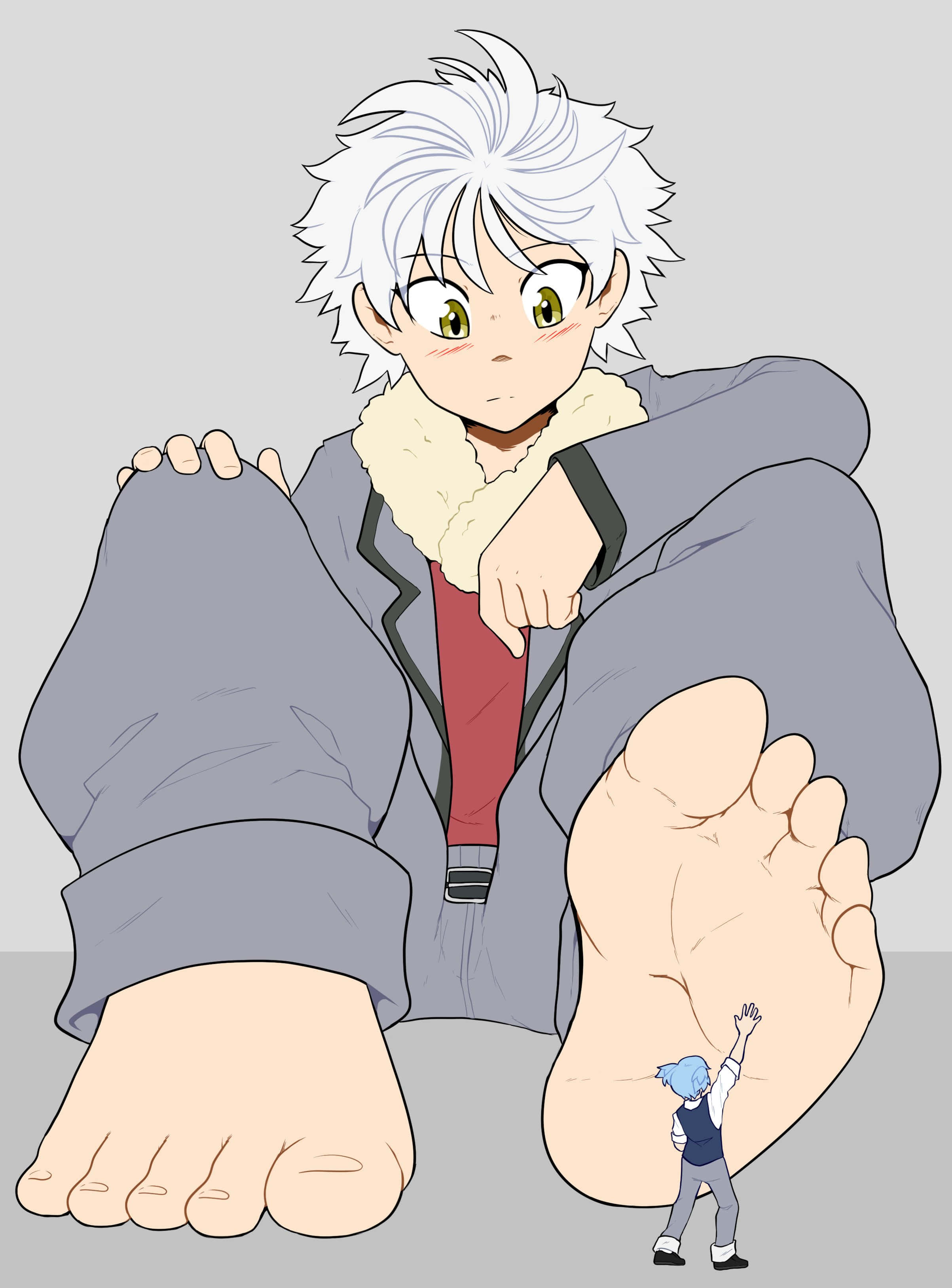 Itona Horibe, spiky white hair, green eyes, 2K Phone Wallpaper