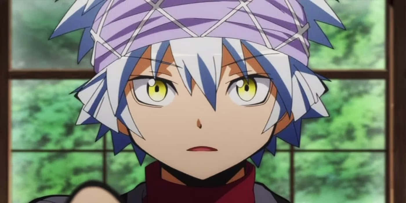 Itona Horibe, spiky blue and white hair, yellow eyes, HD Desktop Wallpaper