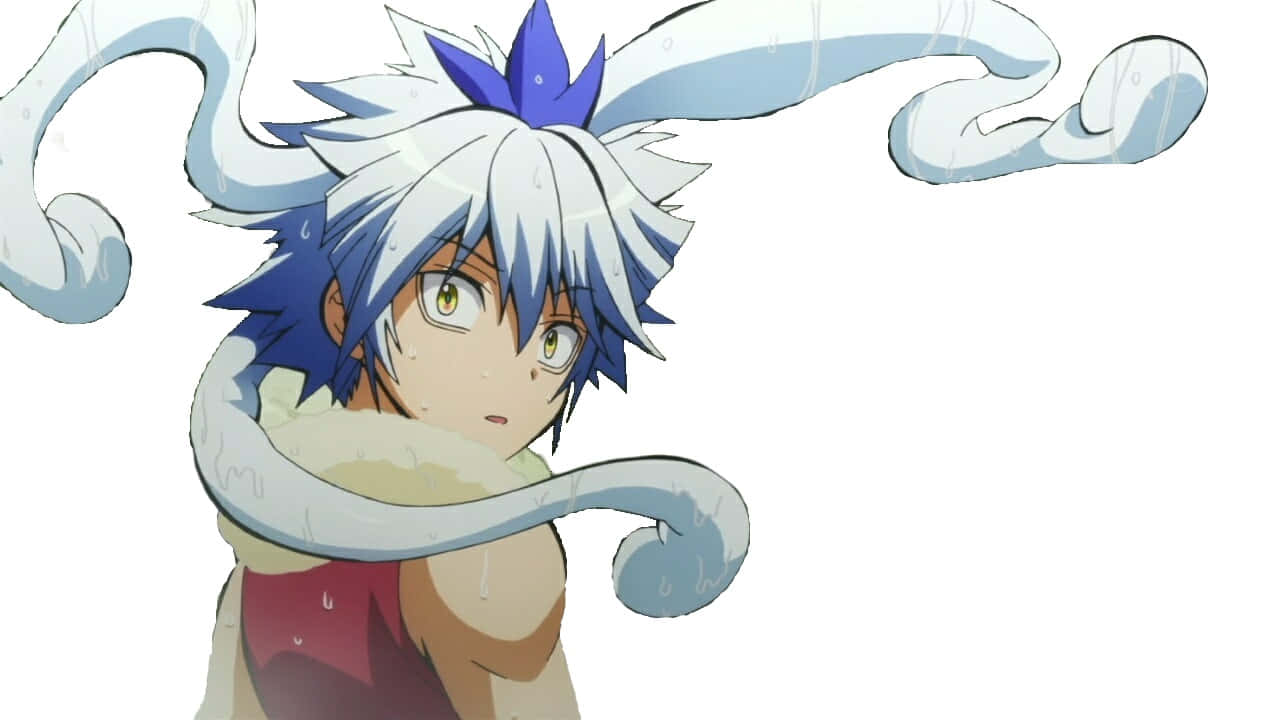 Itona Horibe, spiky blue and white-haired, yellow eyes, HD Desktop Wallpaper