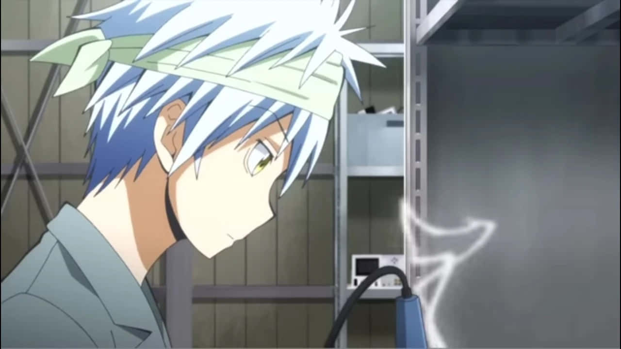 Itona Horibe, blue-haired, green headband, HD Desktop Wallpaper