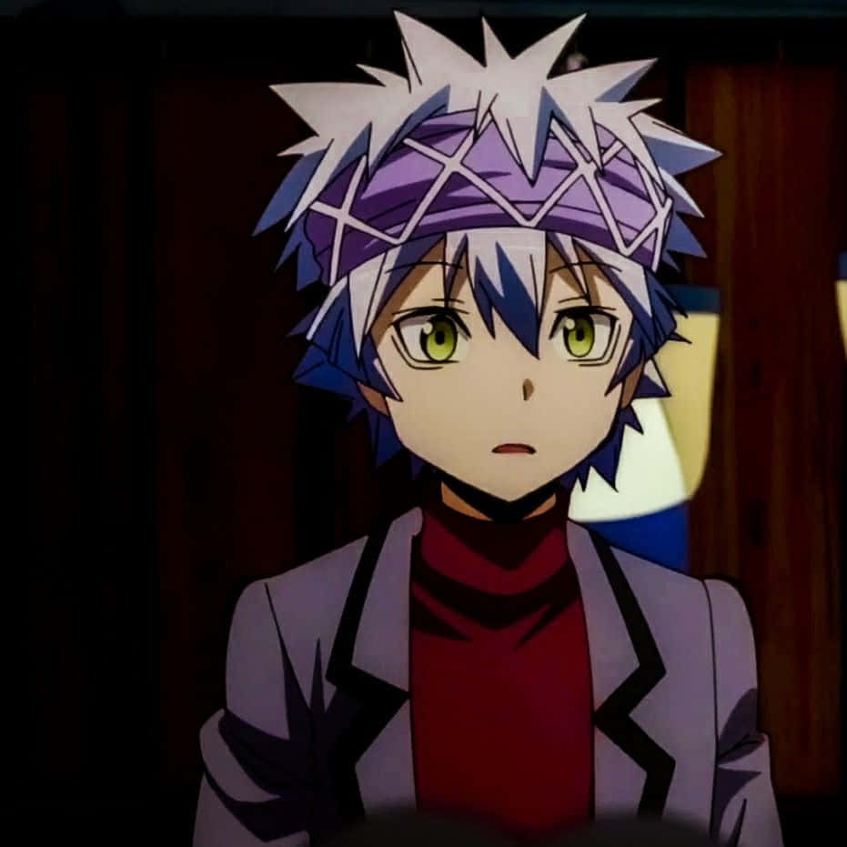 Itona Horibe, spiky white and blue hair, green eyes, SD Desktop Wallpaper