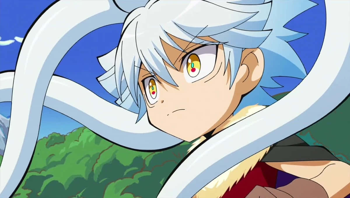 Itona Horibe, spiky silver hair, rainbow eyes, SD Desktop Wallpaper