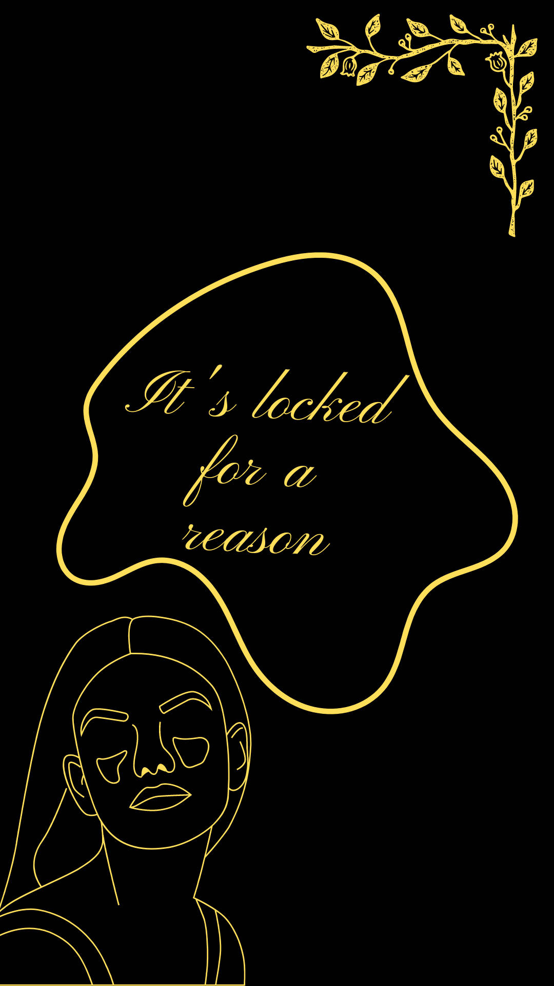 Its Locked For A Reason, yellow line drawing, gold line-art illustration, Full HD Phone Wallpaper