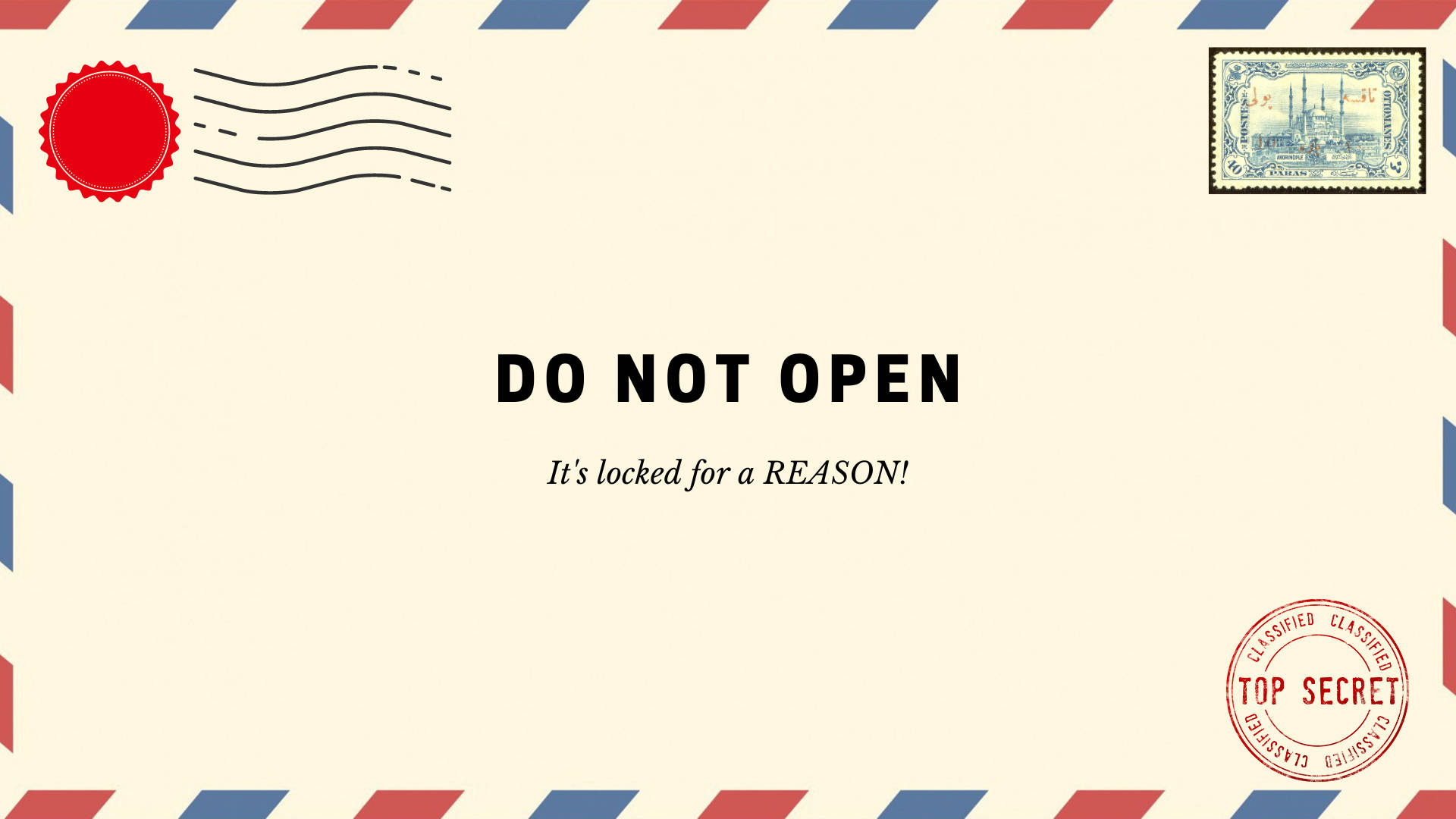Its Locked For A Reason, envelope, red blue stripes, Full HD Desktop Wallpaper