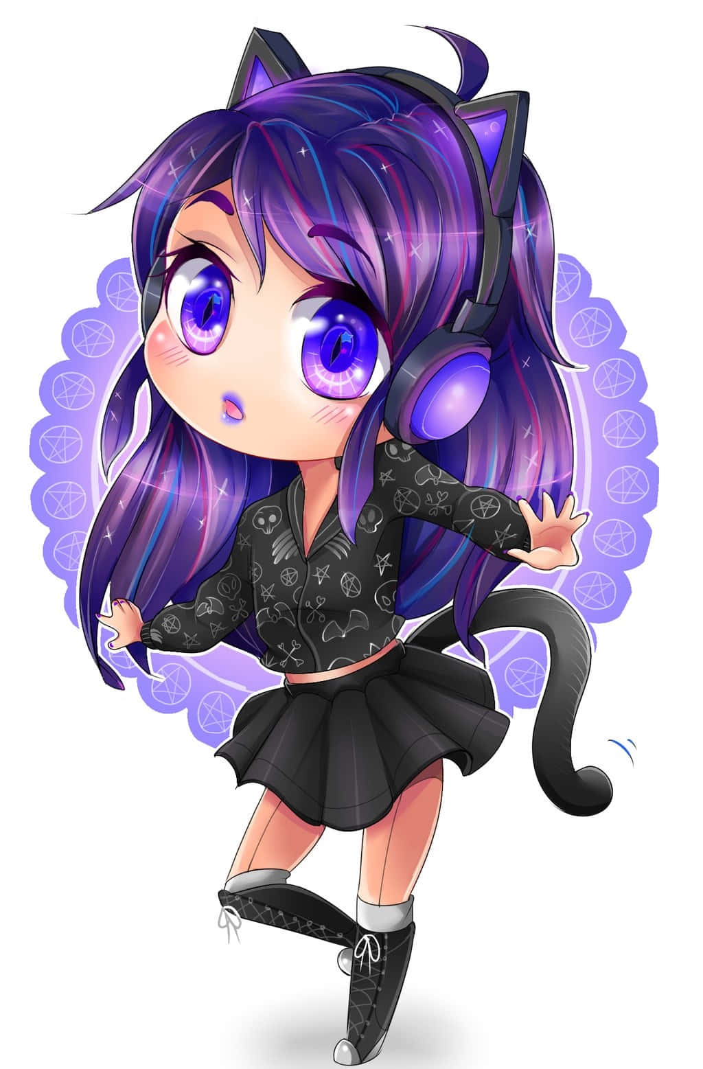 ItsFunneh, purple hair, cat ears, HD Phone Wallpaper