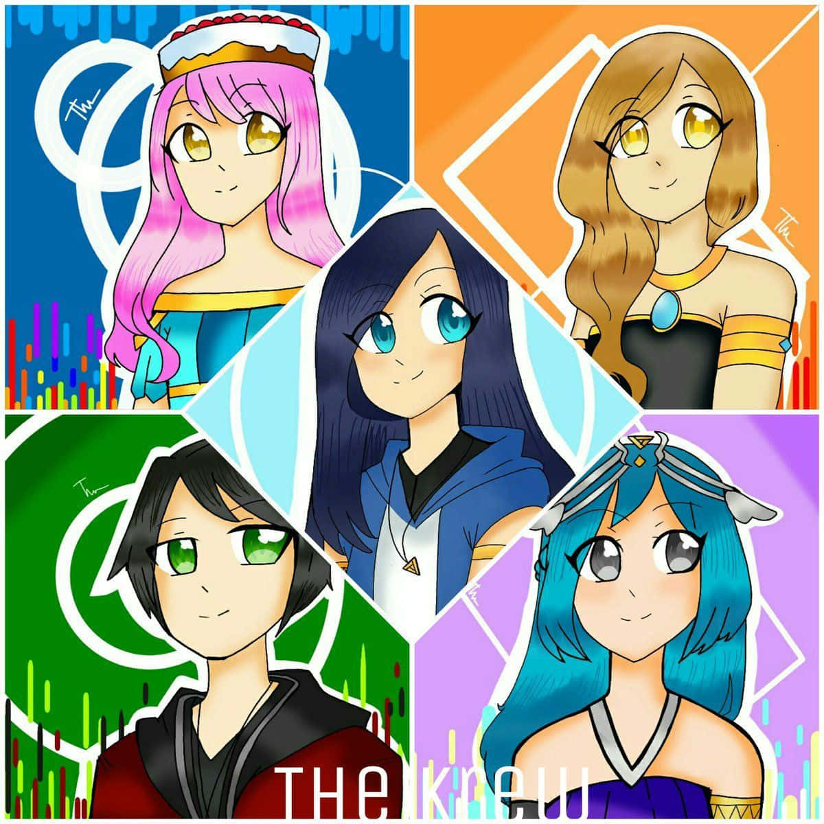 Itsfunneh, anime-style female characters, colorful hair, SD Desktop Wallpaper