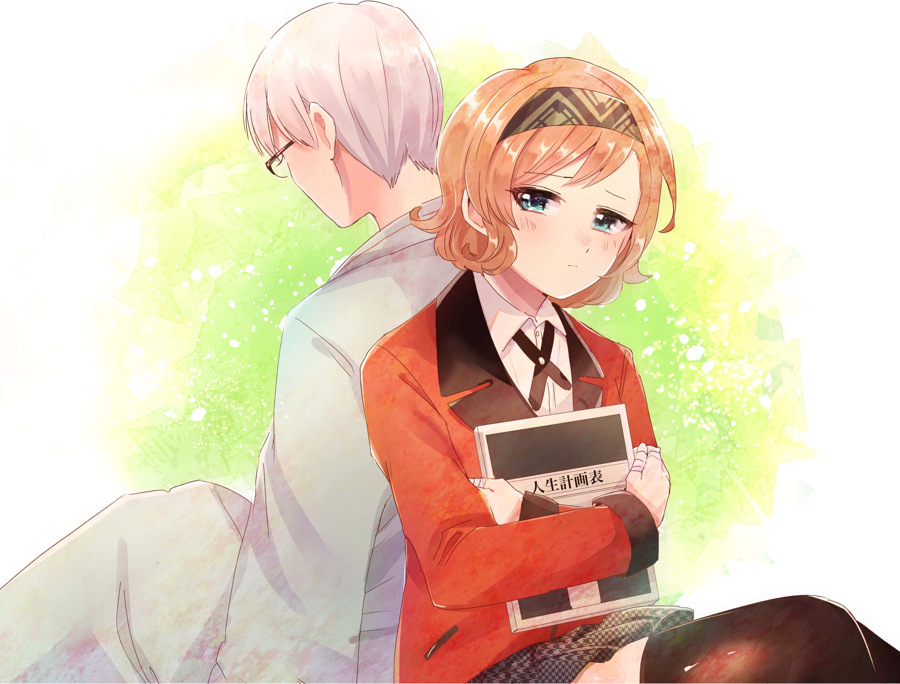 Itsuki Sumeragi, red school uniform, life plan book, 2K Desktop Wallpaper