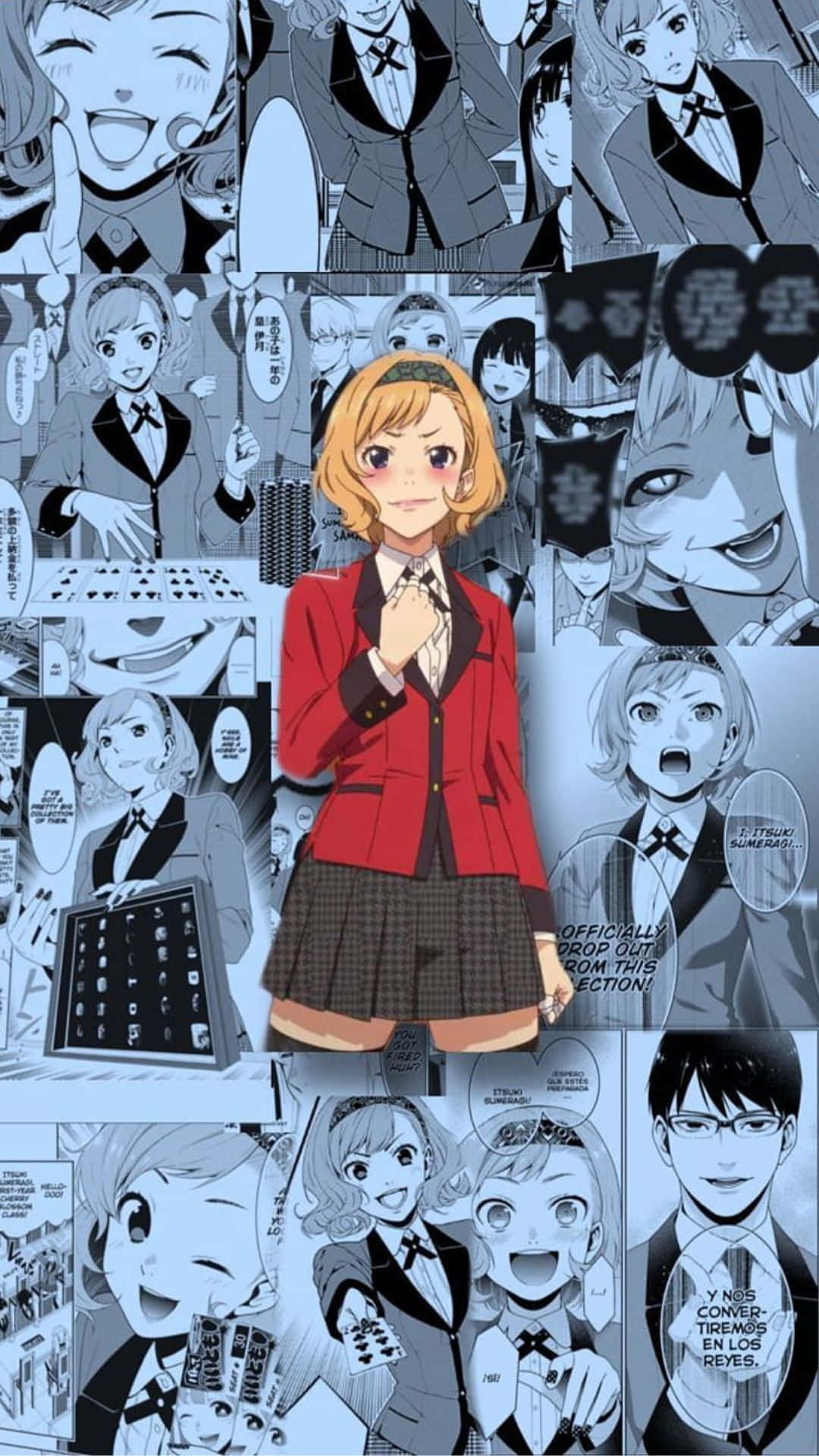 Itsuki Sumeragi, red blazer, black and white manga panels, Full HD Phone Wallpaper